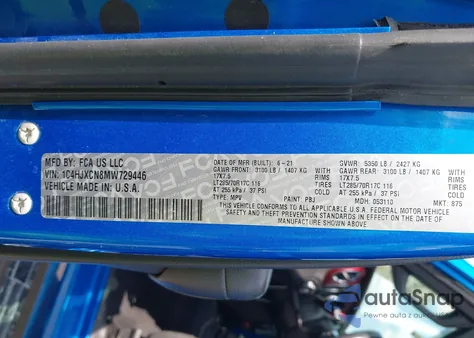 2021 Jeep Wrangler Rubicon 4X4 из США, поврежденный, VIN 1C4HJXCN8MW729446